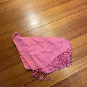 J.CREW Silk Cashmere Blend Bubblegum Pink Fringed Scarf